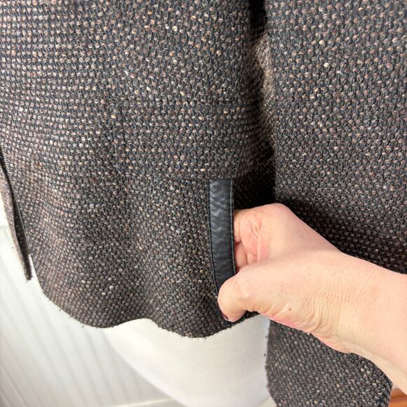 Akris Size 10 Blazer Jacket Wool Silk Blend Zipper Detail Tweed Fall Winter - Picture 10 of 16